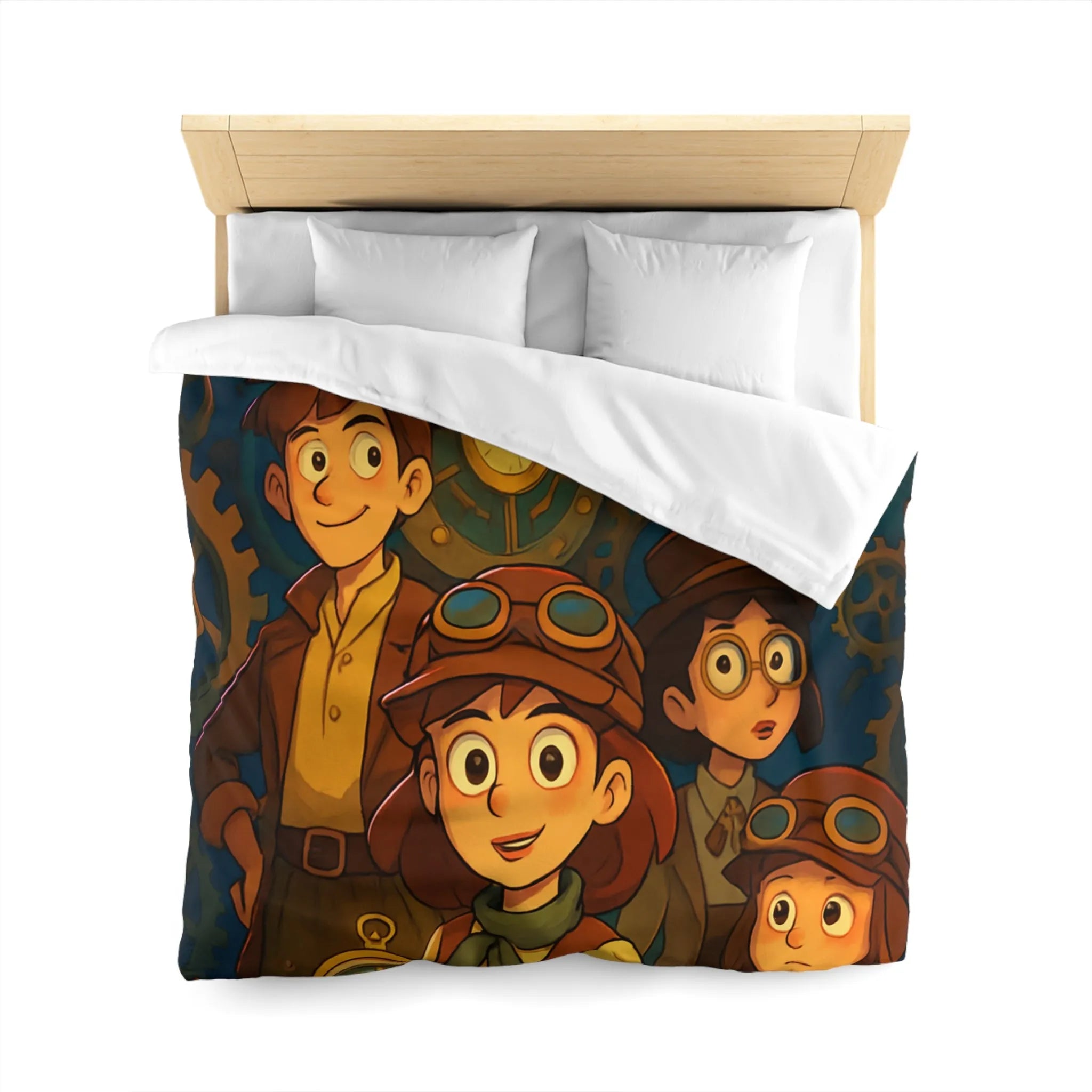 Housse de Couette Enfant Steampunk Aventure Horlogerie avec Spirale Temporelle Mystérieuse