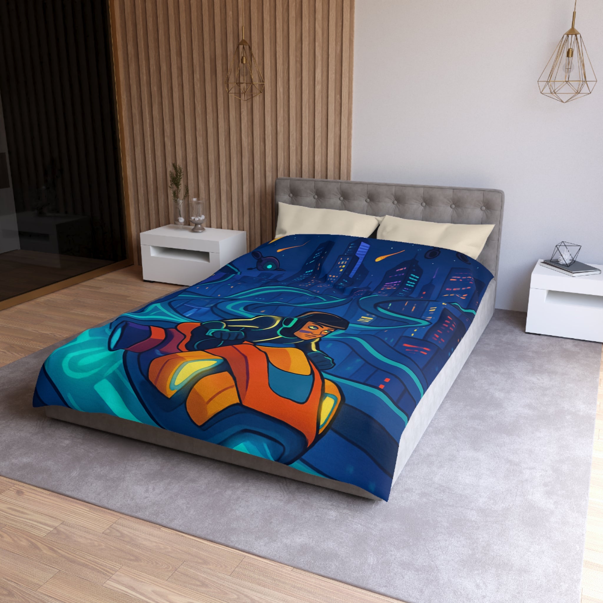 Housse de Couette Microfibre Design Artistique Moderne Décoration Chambre Confort Doux Qualité Premium