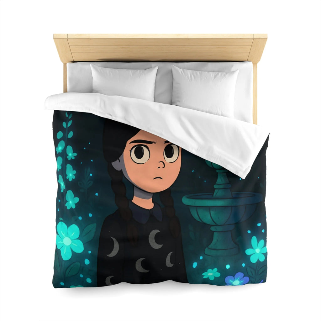 Housse de Couette Enfantine avec Motif Lune et Fleurs naturellement Nocture