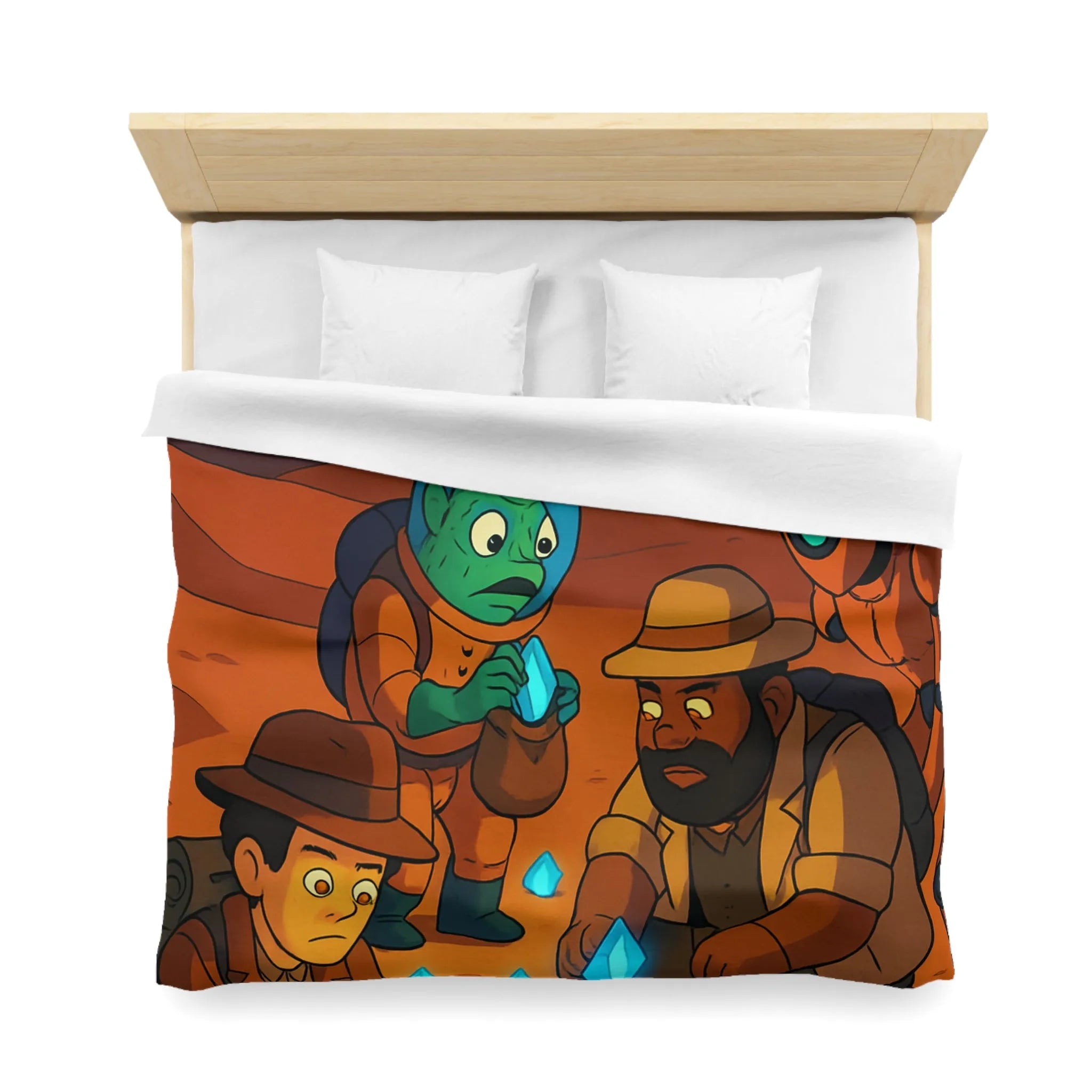 Exploration fascinante de cristaux mystérieux sur une planète désertique avec aventuriers et robot