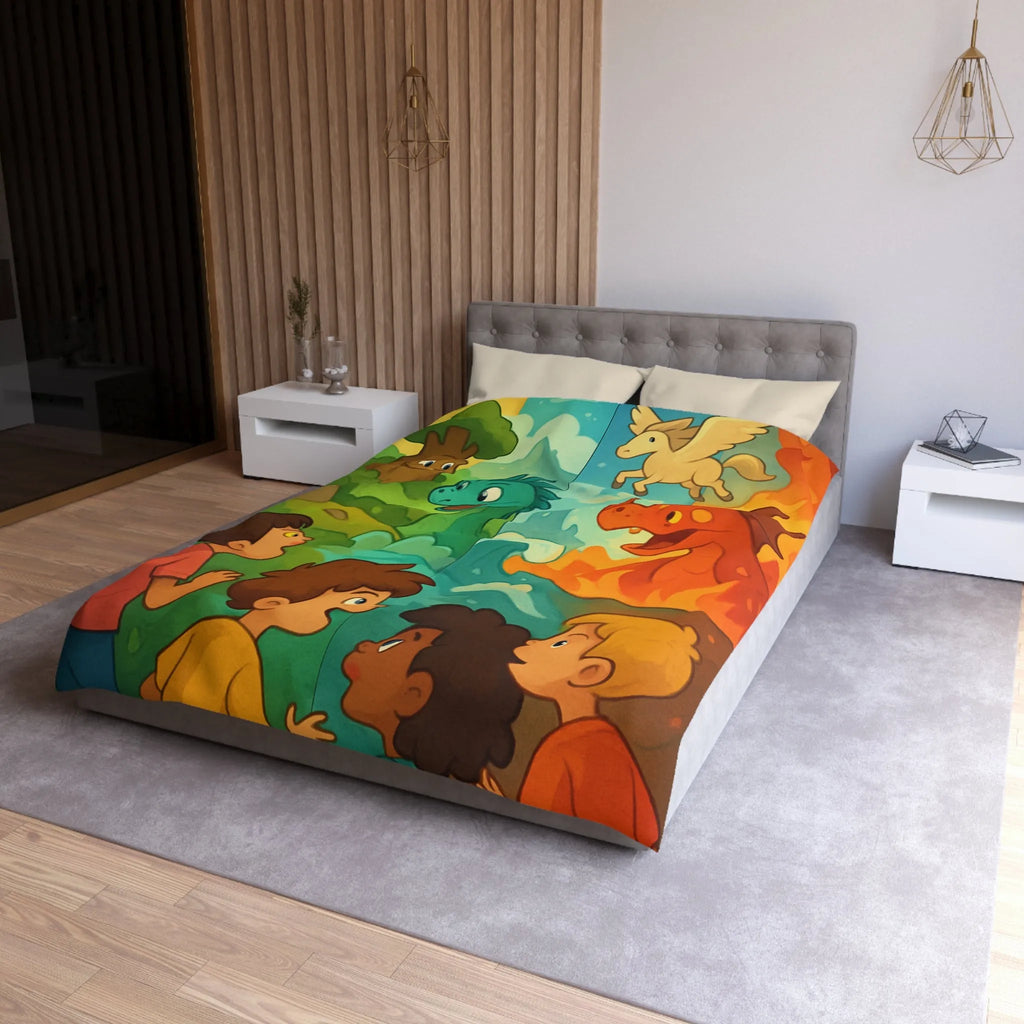 Housse de Couette Enfant Dragon Pegasus Forêt Féerie Animé Décor Magique Nature