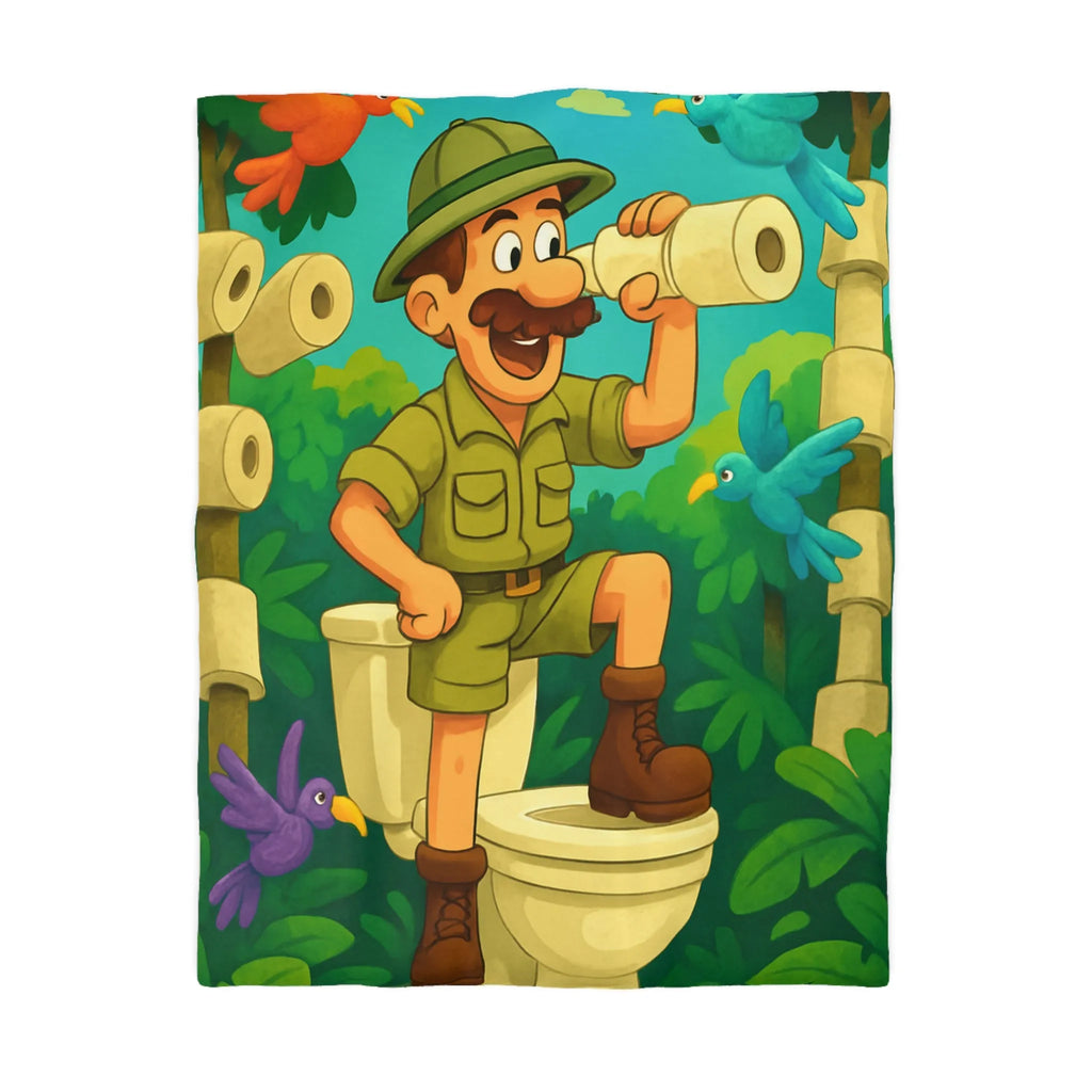 Housse de Couette Jungle Aventure avec Animaux aux Couleurs Vives et Drôle Explorateur