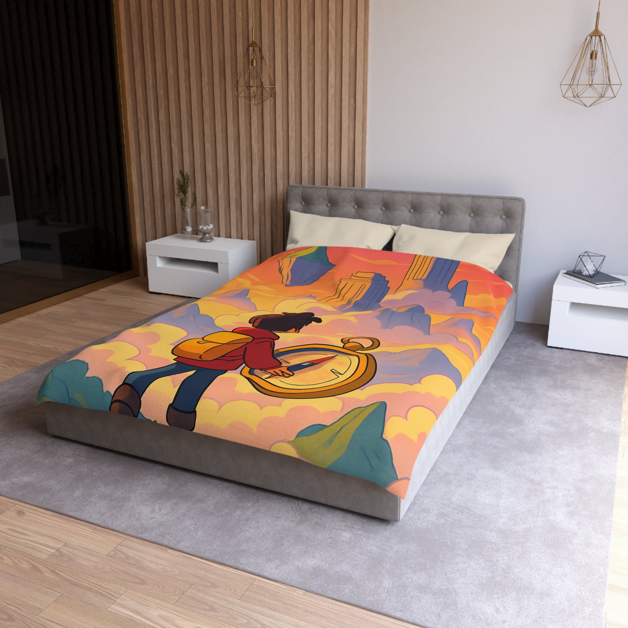 Housse de Couette Microfibre Motif Créatif Original Style Contemporain Chambre Élégante