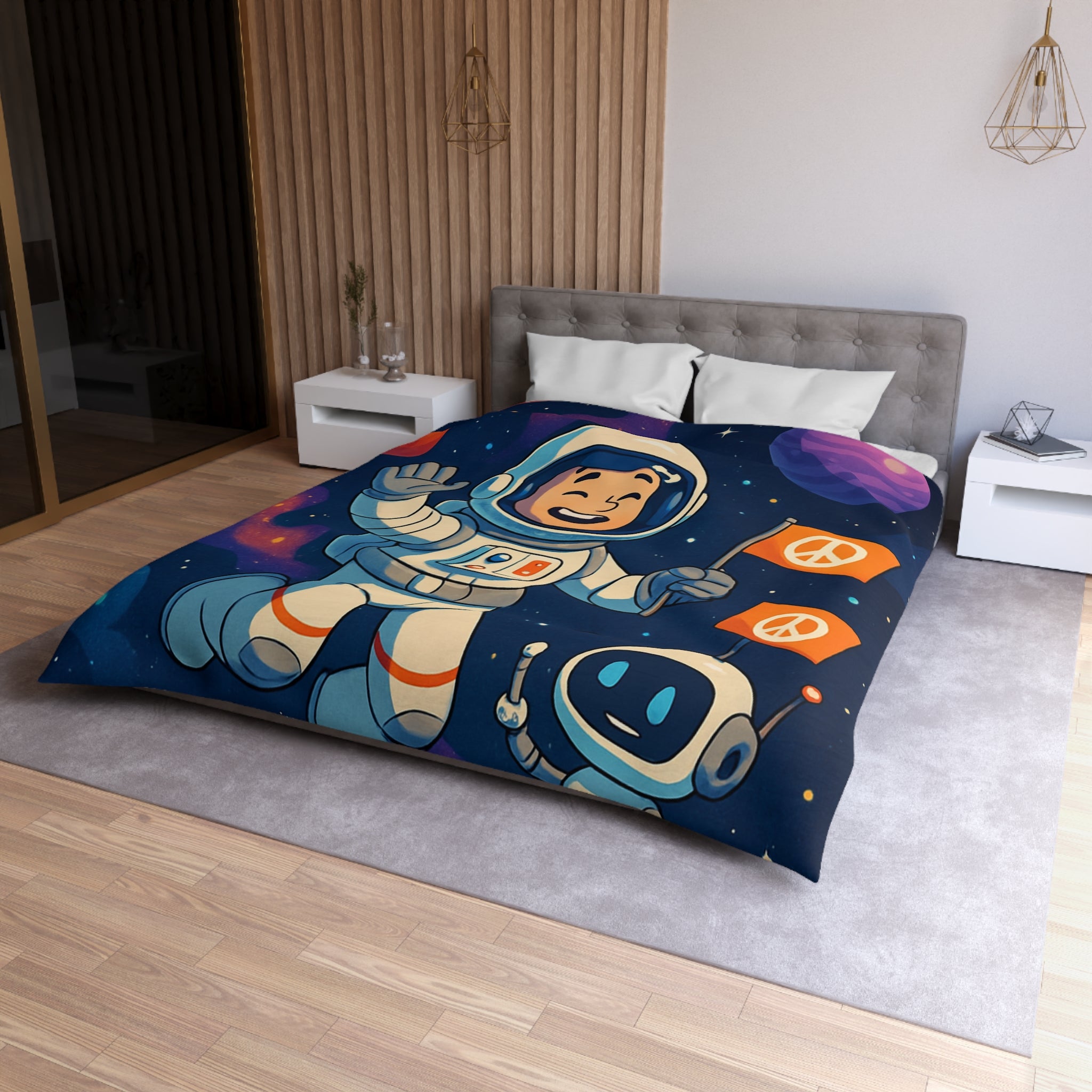 Housse de Couette Microfibre Motif Créatif Original Style Contemporain Chambre Élégante