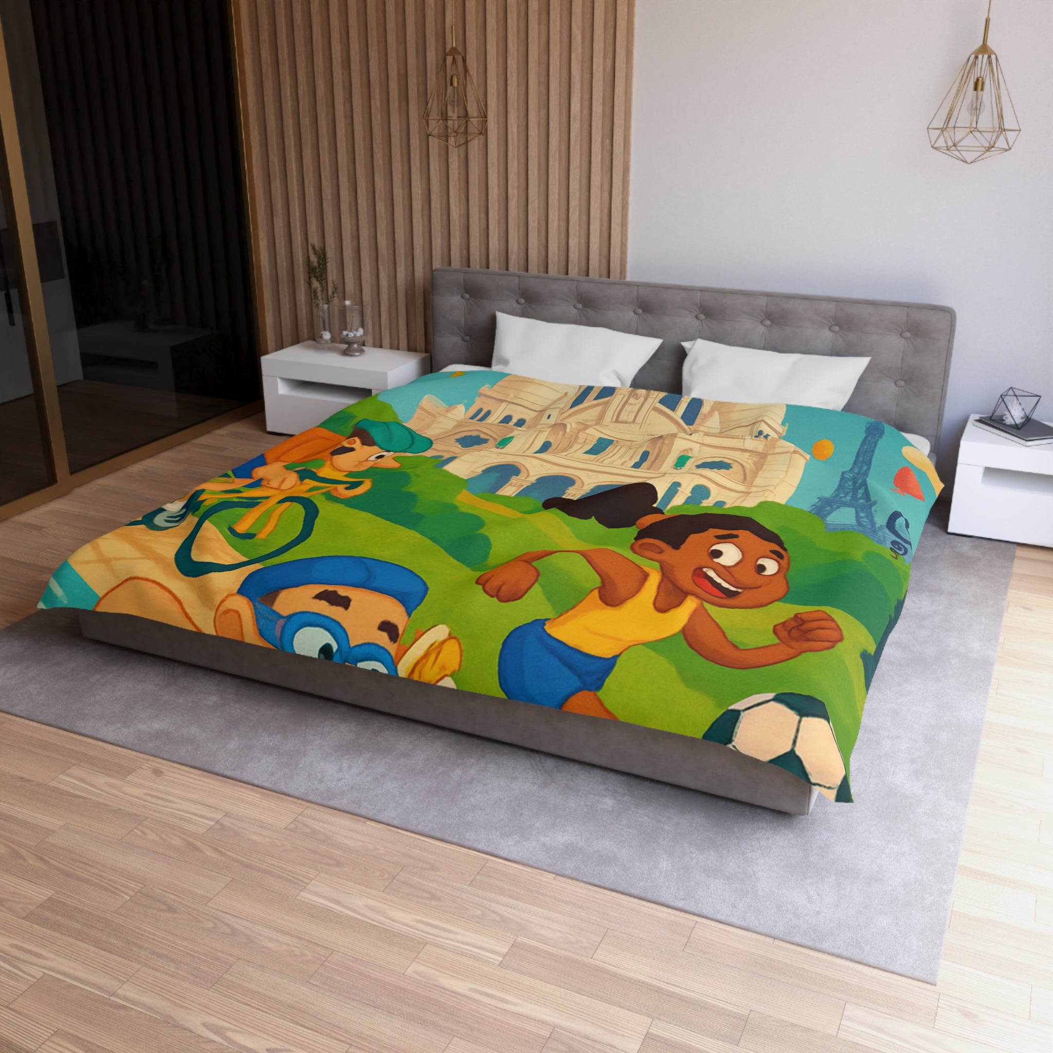 Housse de Couette Microfibre Illustration Unique Design Moderne Décoration Intérieure Raffinée