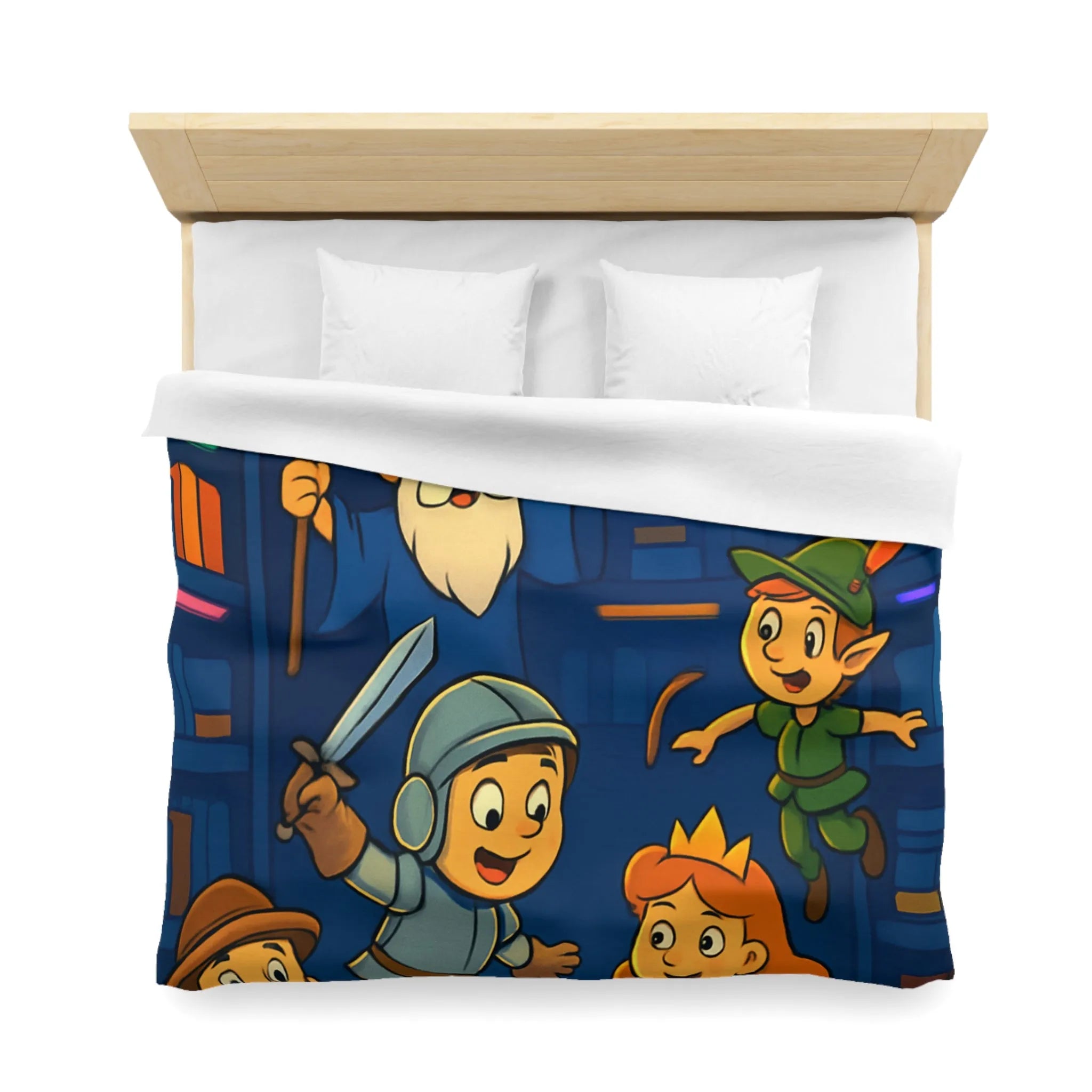 Housse de Couette Enchantée pour Enfants avec Contes Magiques et Personnages Historiques Colorés