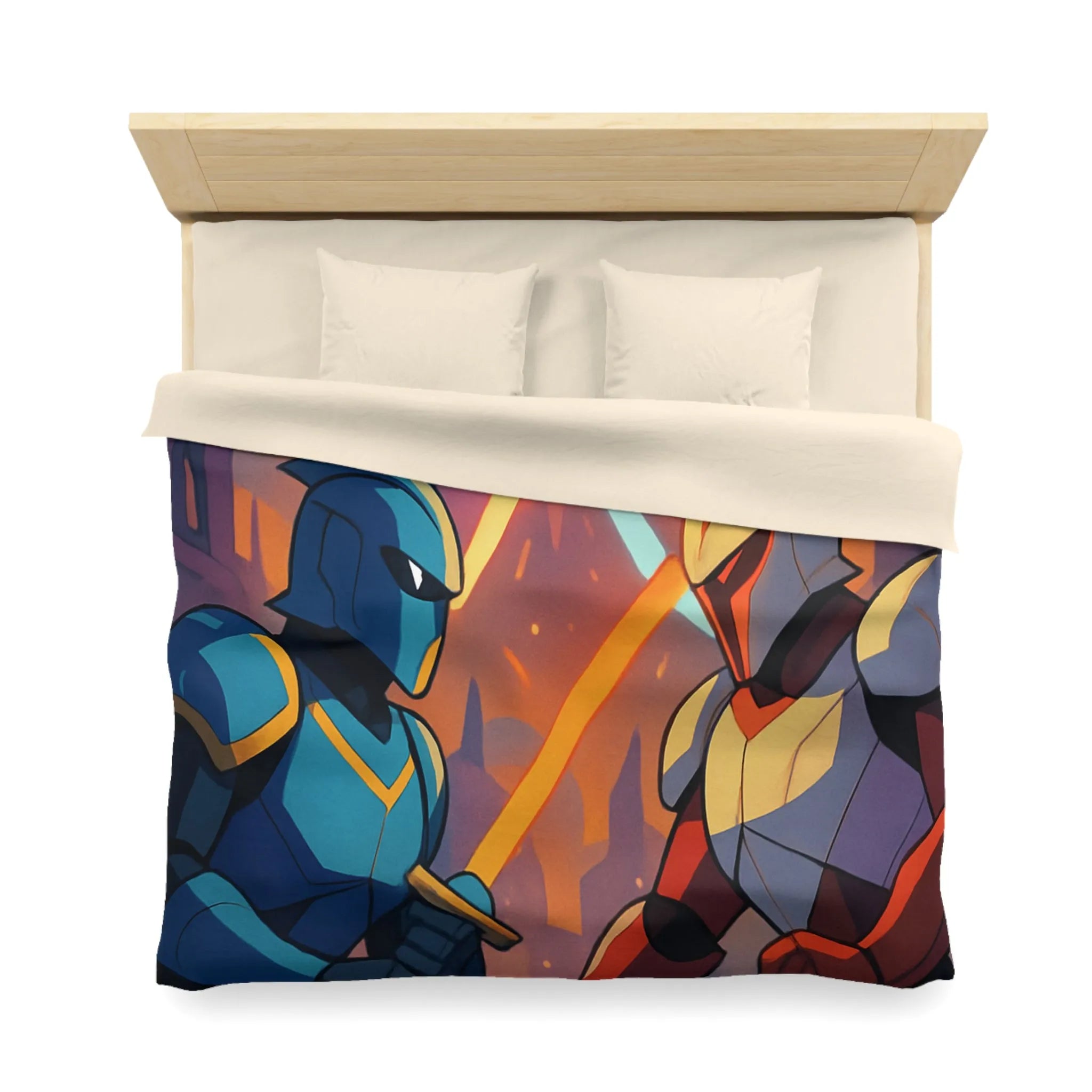 Épique scène de duel au sabre laser dans un paysage intergalactique coloré et artistique