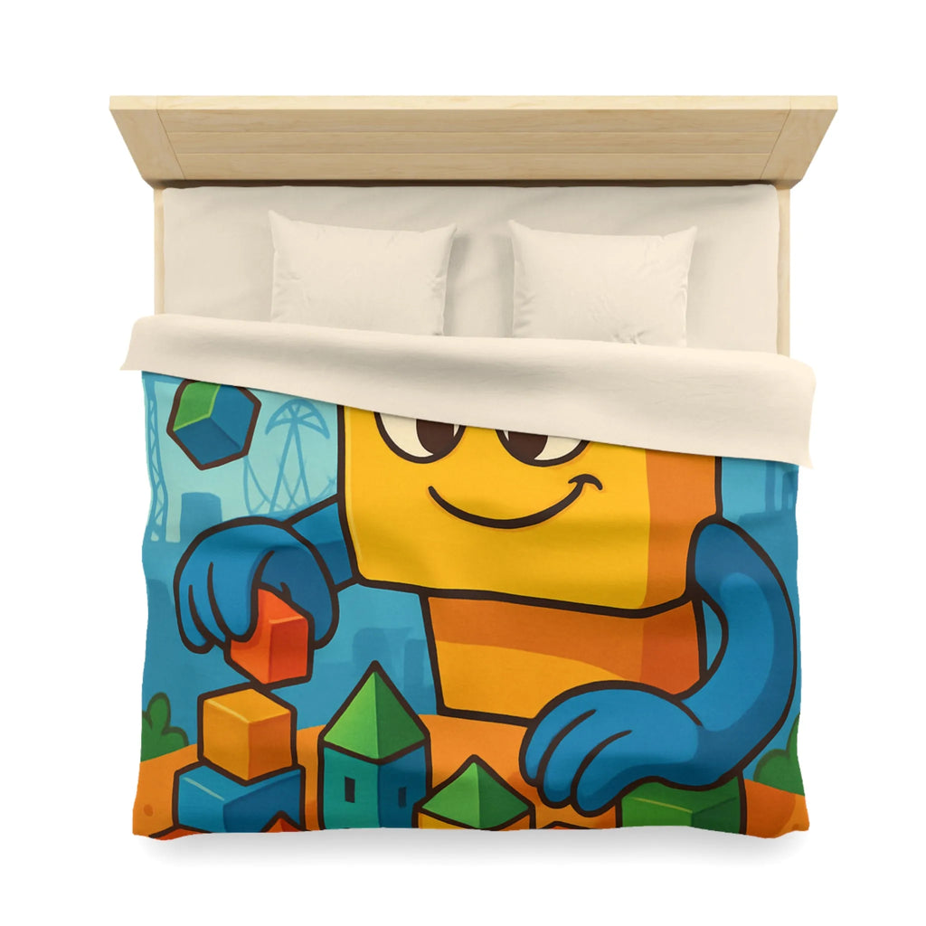 Housse de couette colorée avec motif de construction pour chambre d'enfant joyeuse