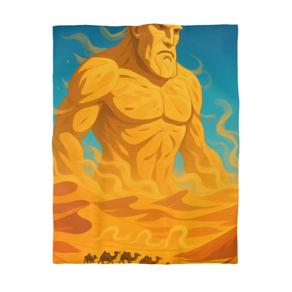 Housse de couette désert mystique avec caravane et gardien de sable géant