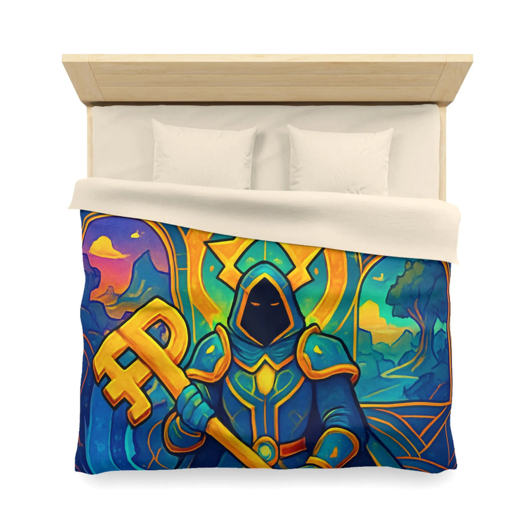 Housse de Couette Magicien Mystique avec Clef et Dragon pour Ambiance Enchantée