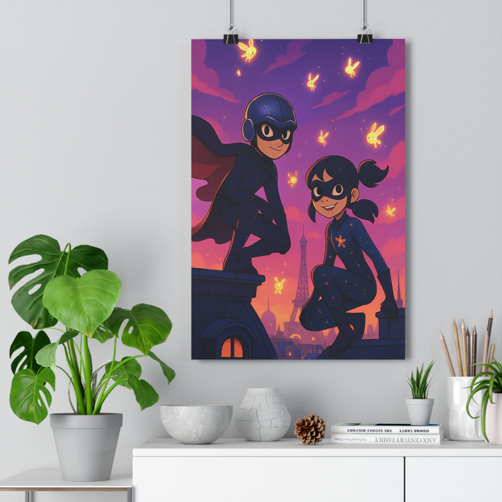 Poster décoratif animé mystique violet orange enfant chambre moderne magique créatures lumineux dynamique 30x46