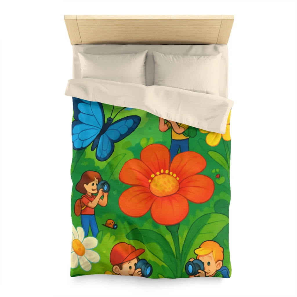 Housse de couette aux motifs colorés d'explorateurs photographes et nature en plein été