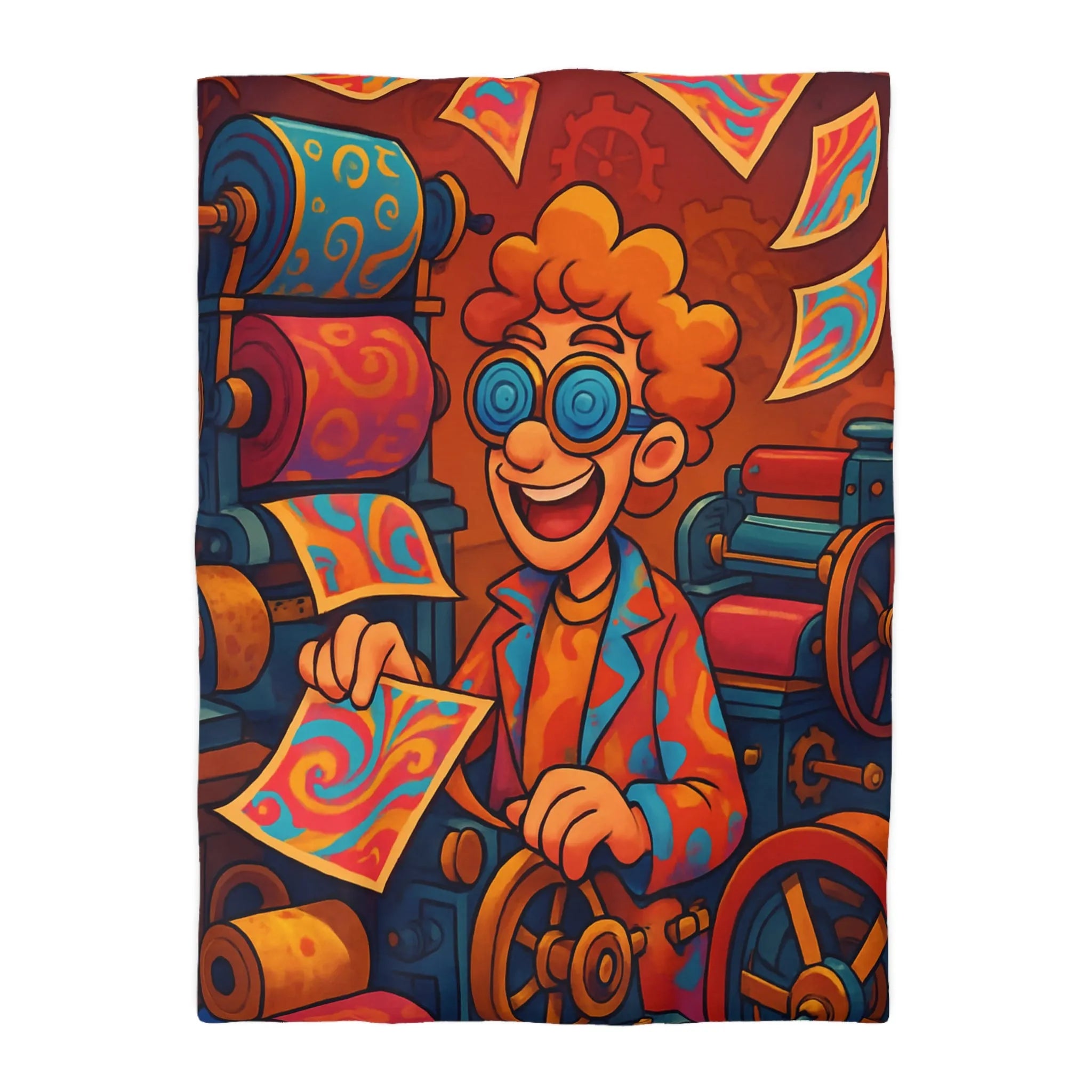 Housse de Couette Artistique avec Motifs Tourbillonnants et Couleurs Vives Pour Ambiance Ludique