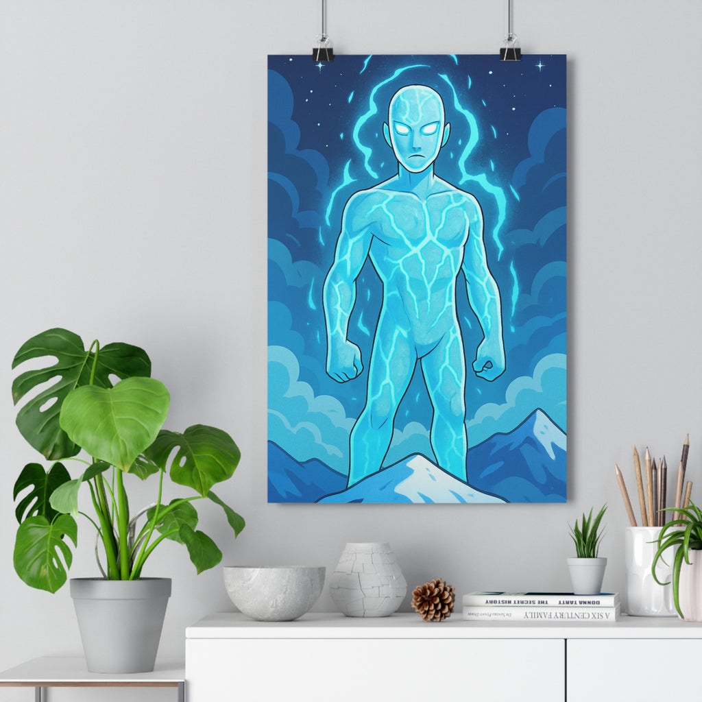 Poster décoratif silhouette lumineuse bleu glacé mystique magique moderne chambre salon intérieur décoration qualité