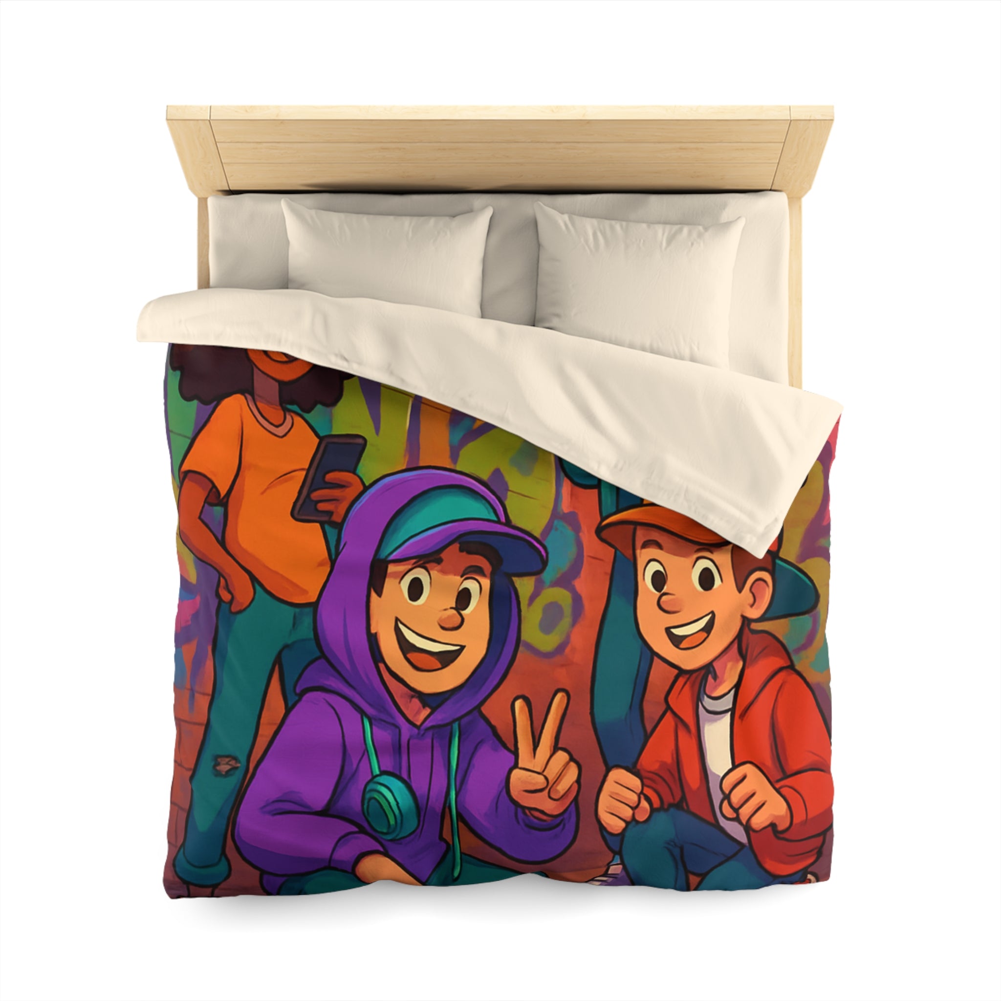 Housse de Couette Microfibre Illustration Unique Design Moderne Décoration Intérieure Raffinée