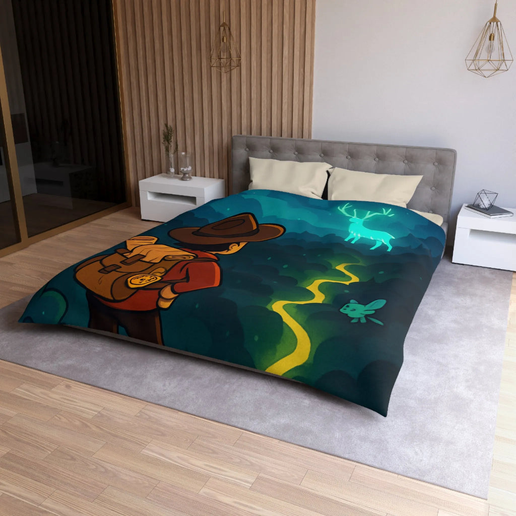 Enchantez Votre Espace avec une Housse de Couette de Randonneur en Forêt Mystique