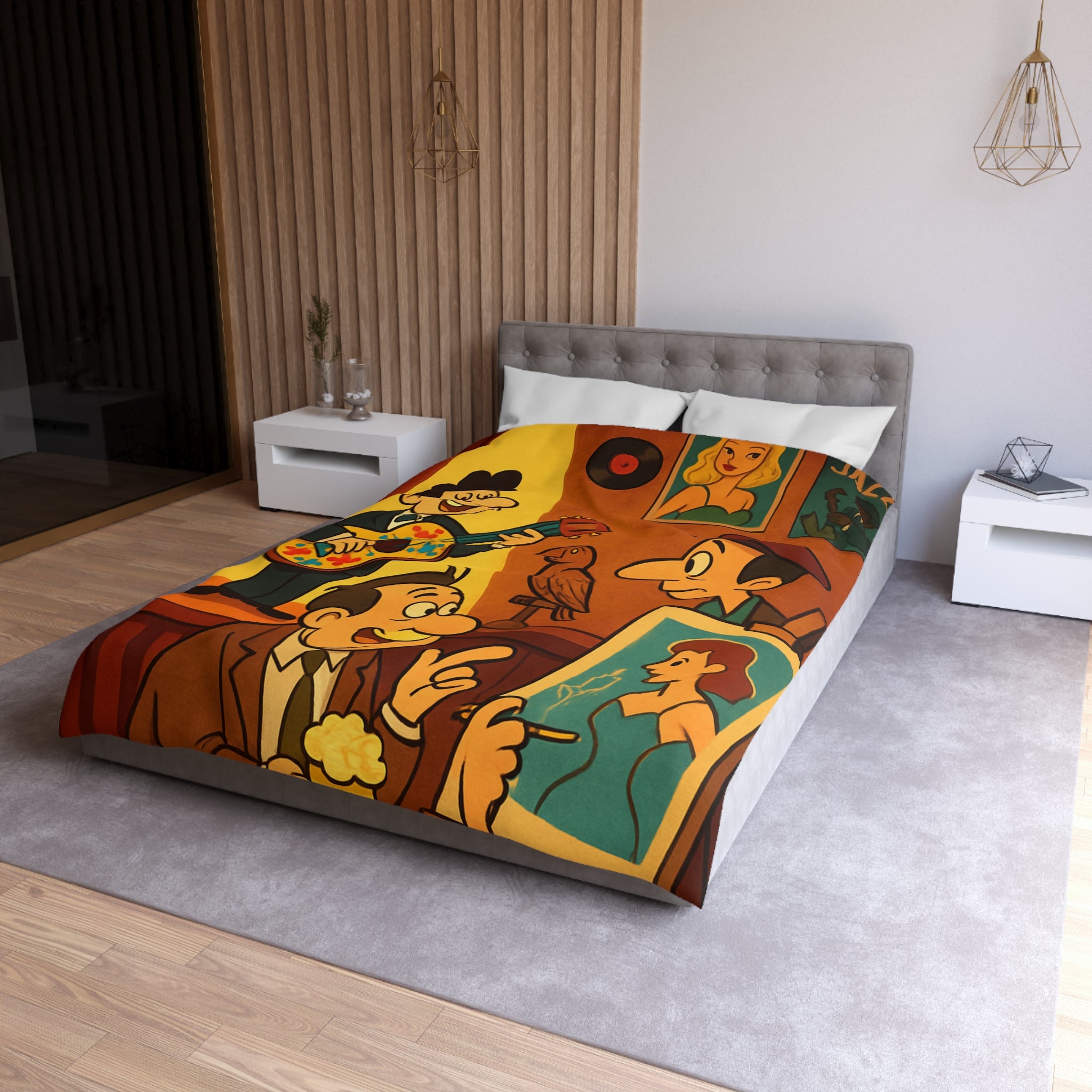 Housse de Couette Microfibre Illustration Unique Design Moderne Décoration Intérieure Raffinée