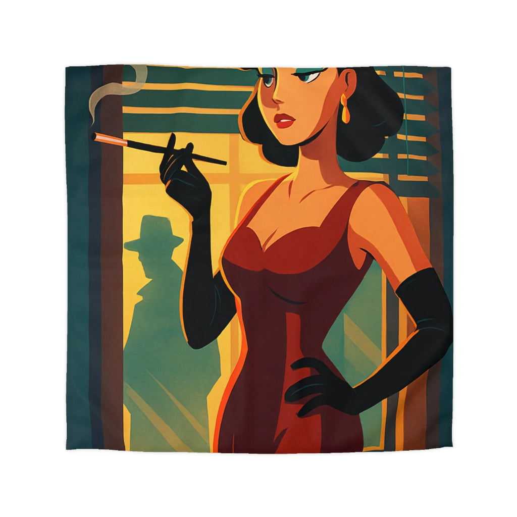 Élégance rétro avec femme fatale smoking pour ambiance nocturne mystérieuse en rouge profond