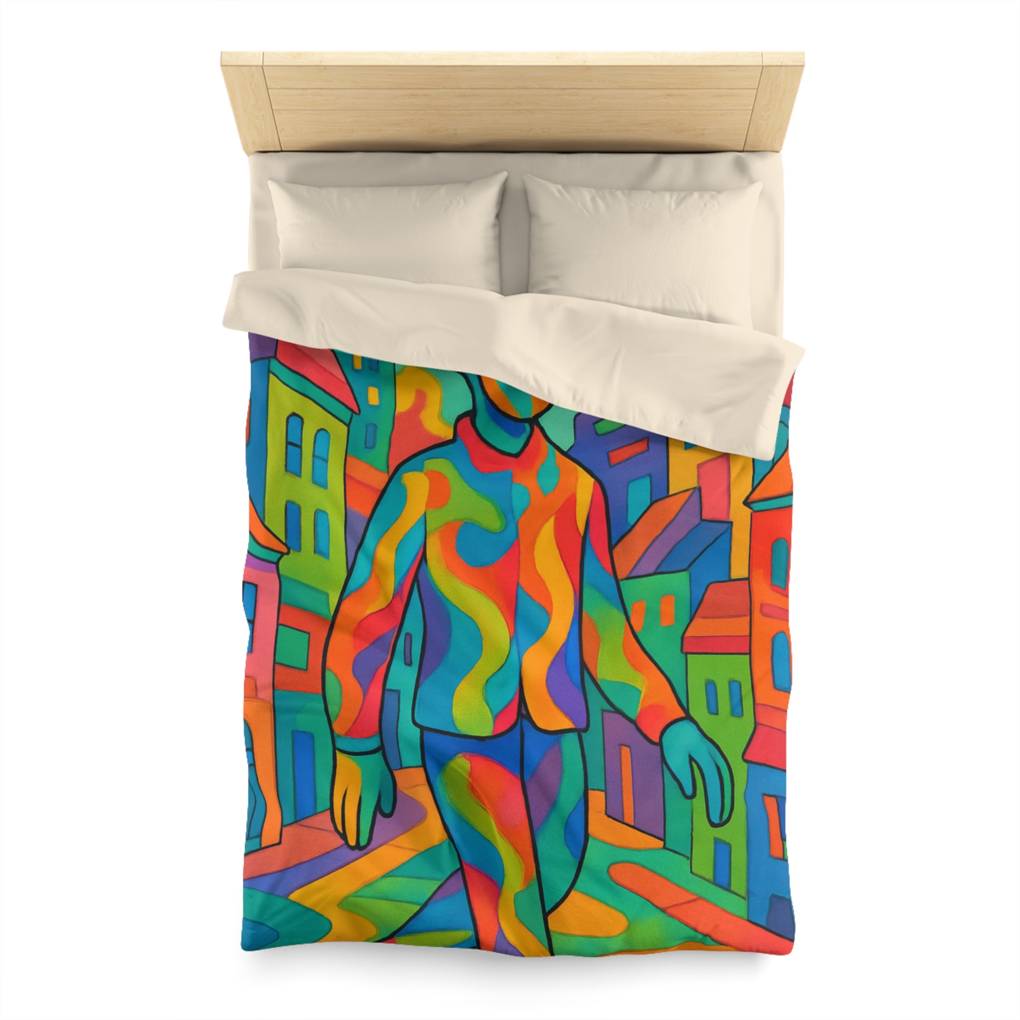 Housse de Couette Microfibre Motif Créatif Original Style Contemporain Chambre Élégante