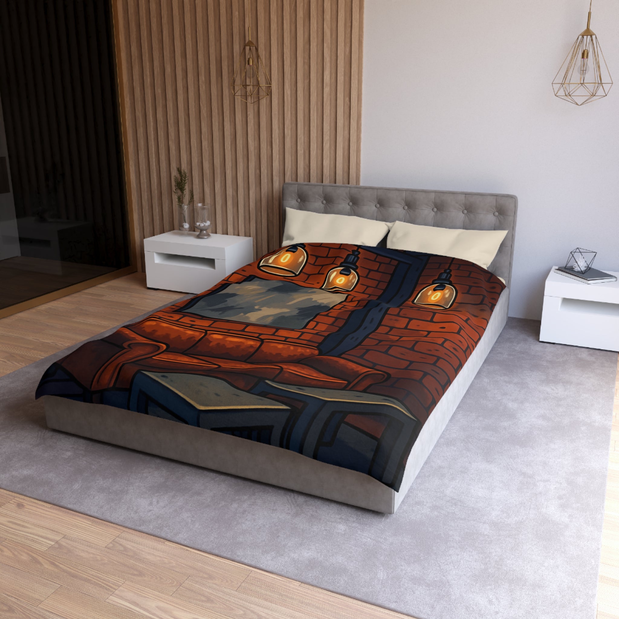 Housse de Couette Microfibre Illustration Unique Design Moderne Décoration Intérieure Raffinée