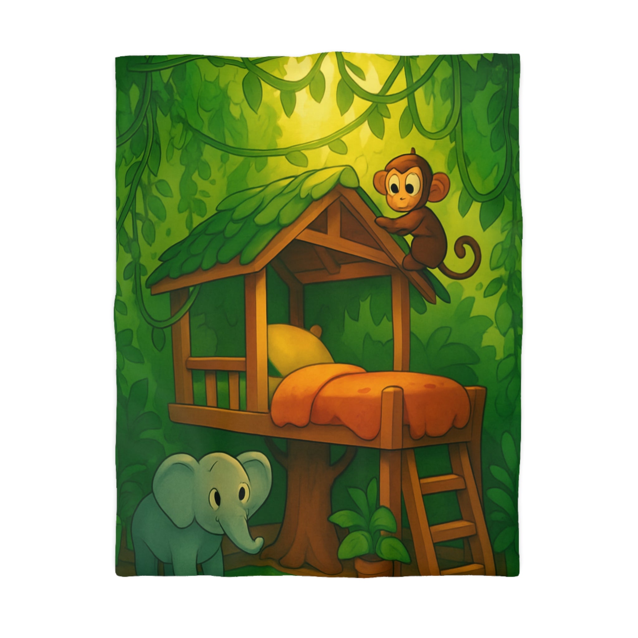 Jolie housse de couette avec animaux de la jungle pour chambre d'enfant colorée