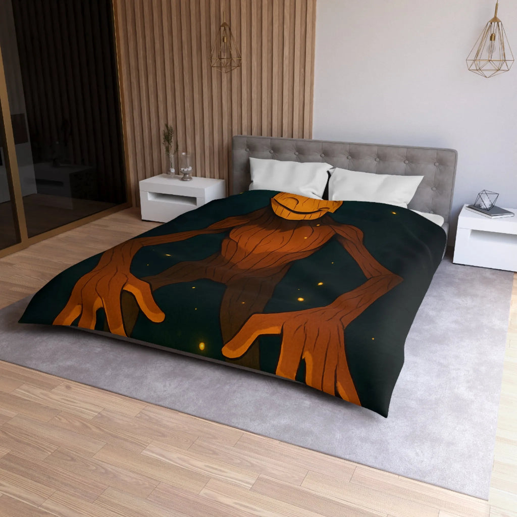 Chambre imaginative avec housse de couette créature mystique enchantée dans forêt lumineuse