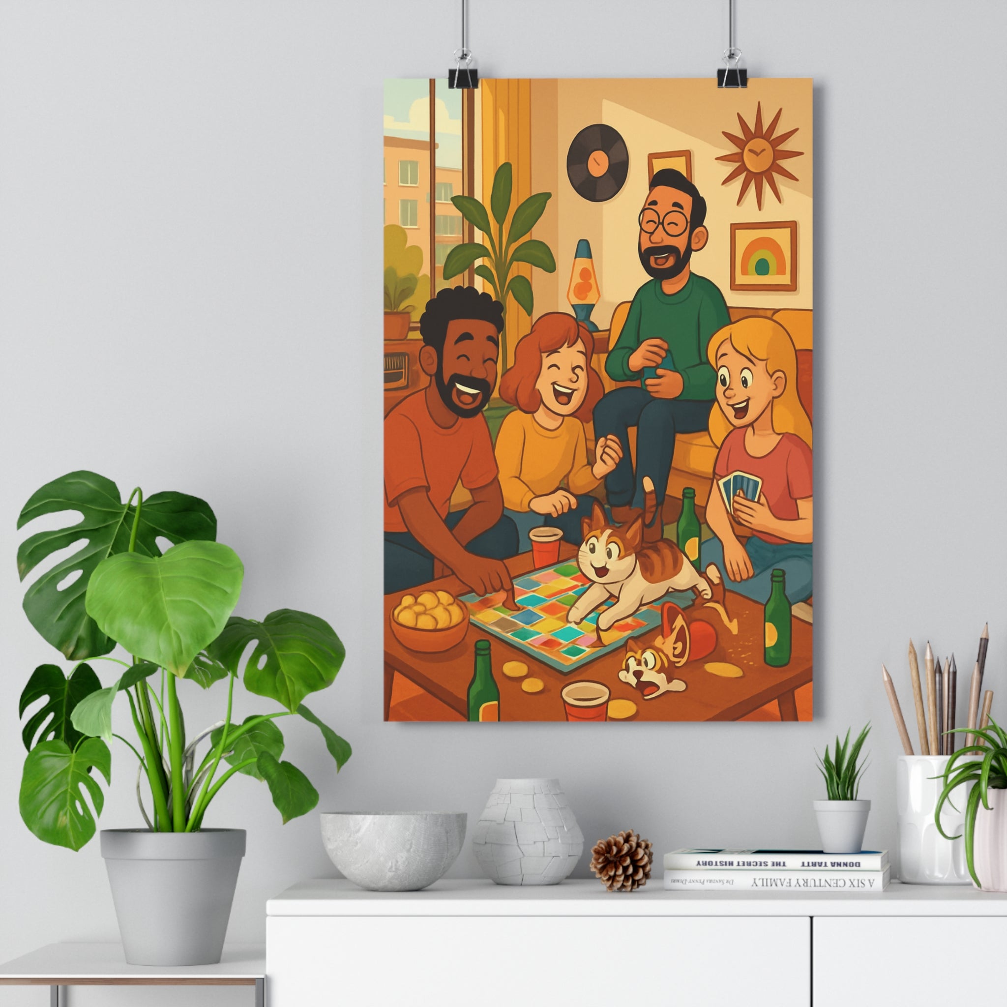 Poster décoratif cartoon rétro coloré joyeux salon chambre unique convivial amusant vibrant tendance qualité