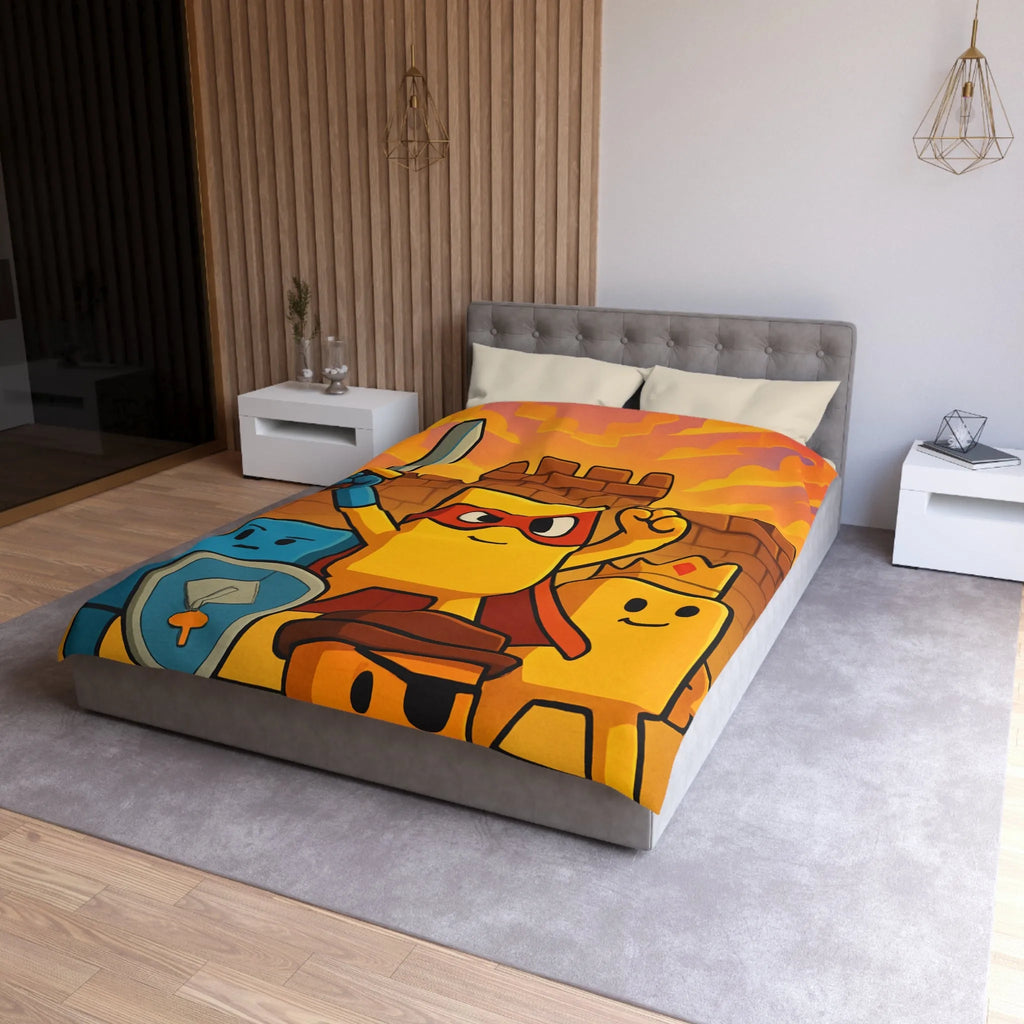 Housse de couette colorée avec personnages géométriques stylisés pour chambre d'enfant