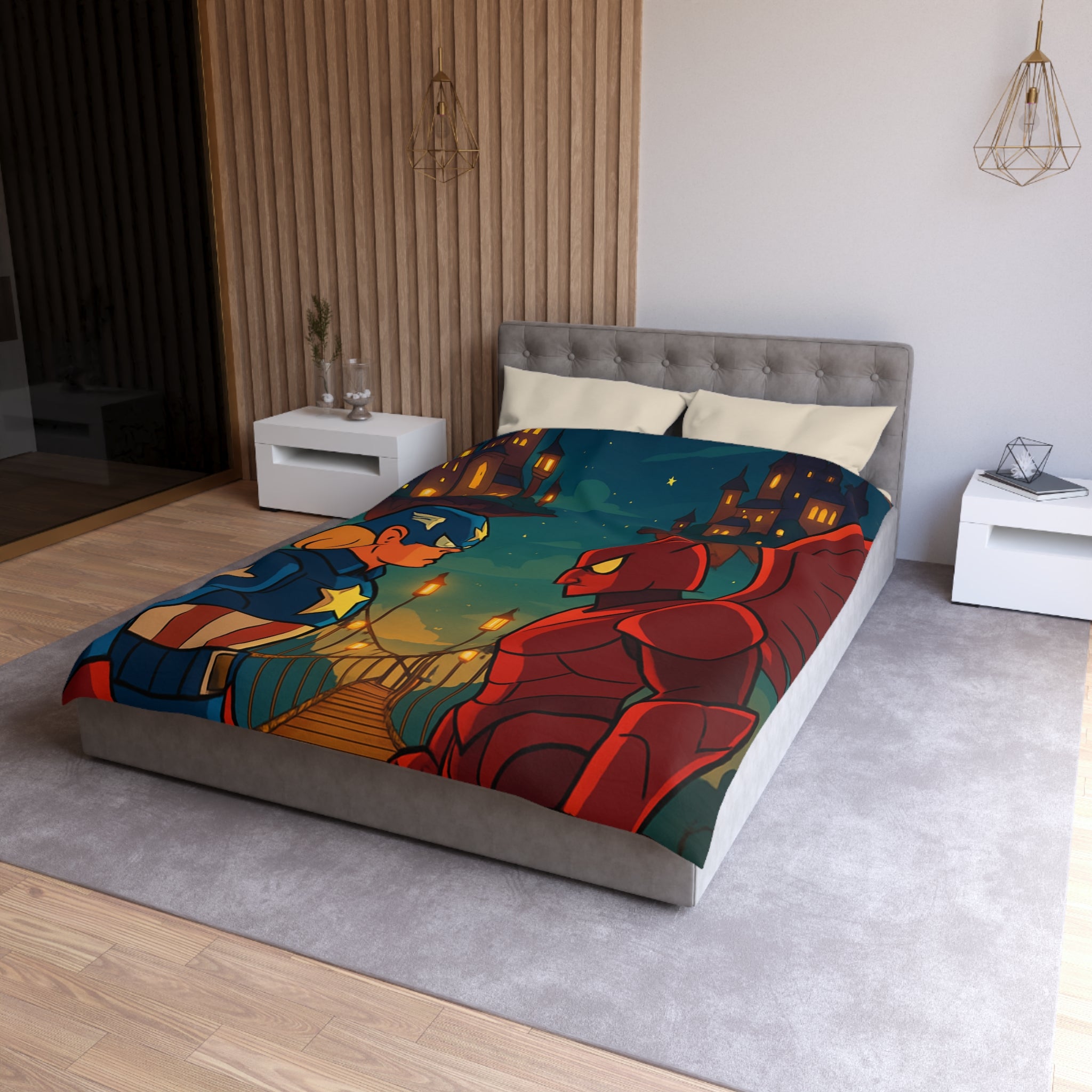 Housse de Couette Microfibre Design Artistique Moderne Décoration Chambre Confort Premium