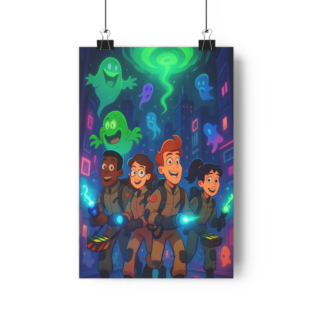 Poster décoratif surnaturel cartoon lumineux aventure fantômes salon chambre ambiance dynamique coloré design contrasté