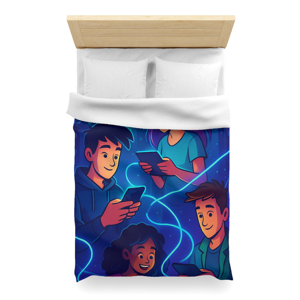 Housse de couette numérique moderne avec design connecté et technologie urbaine futuriste