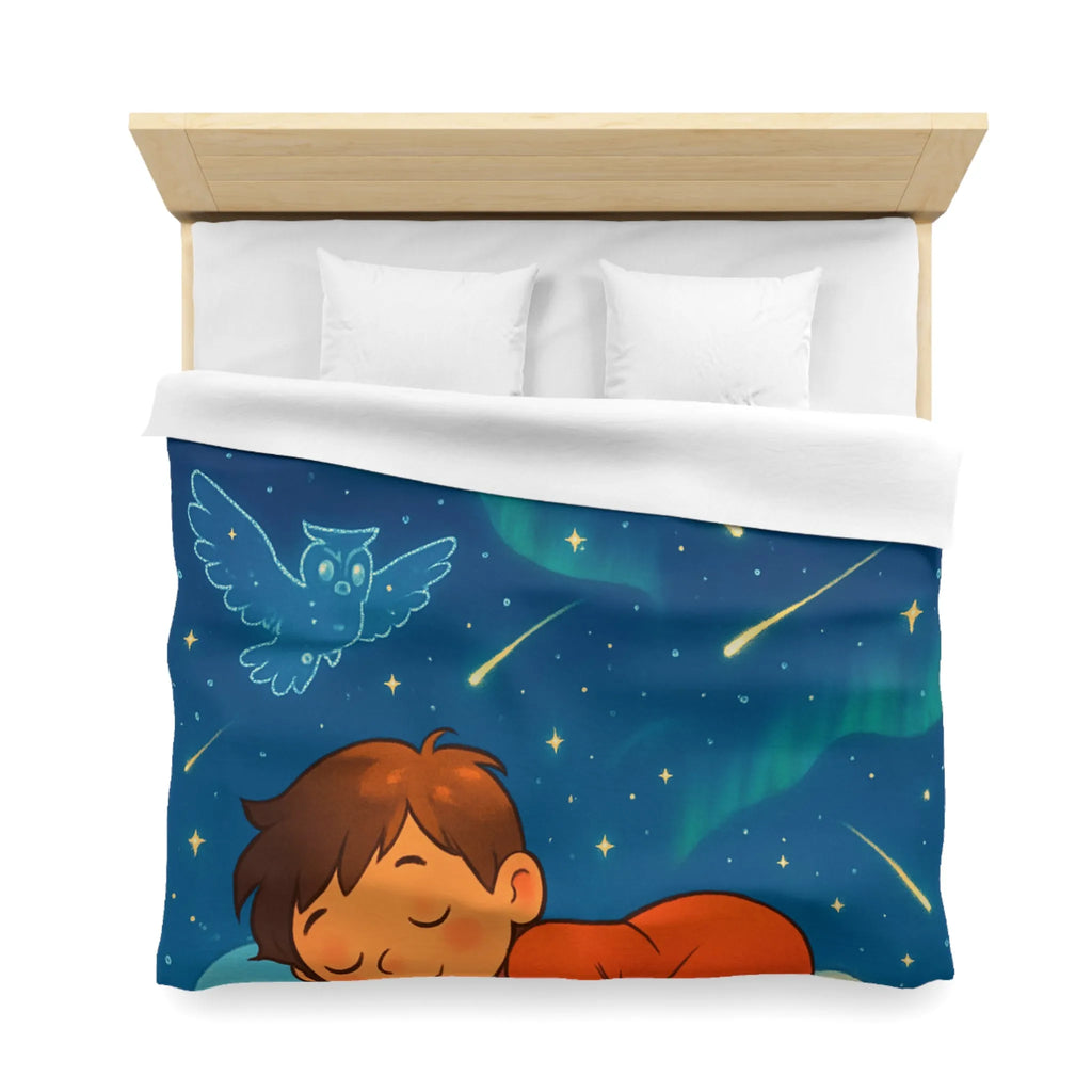 Housse de couette enfant étoilée avec animaux et motifs célestes colorés