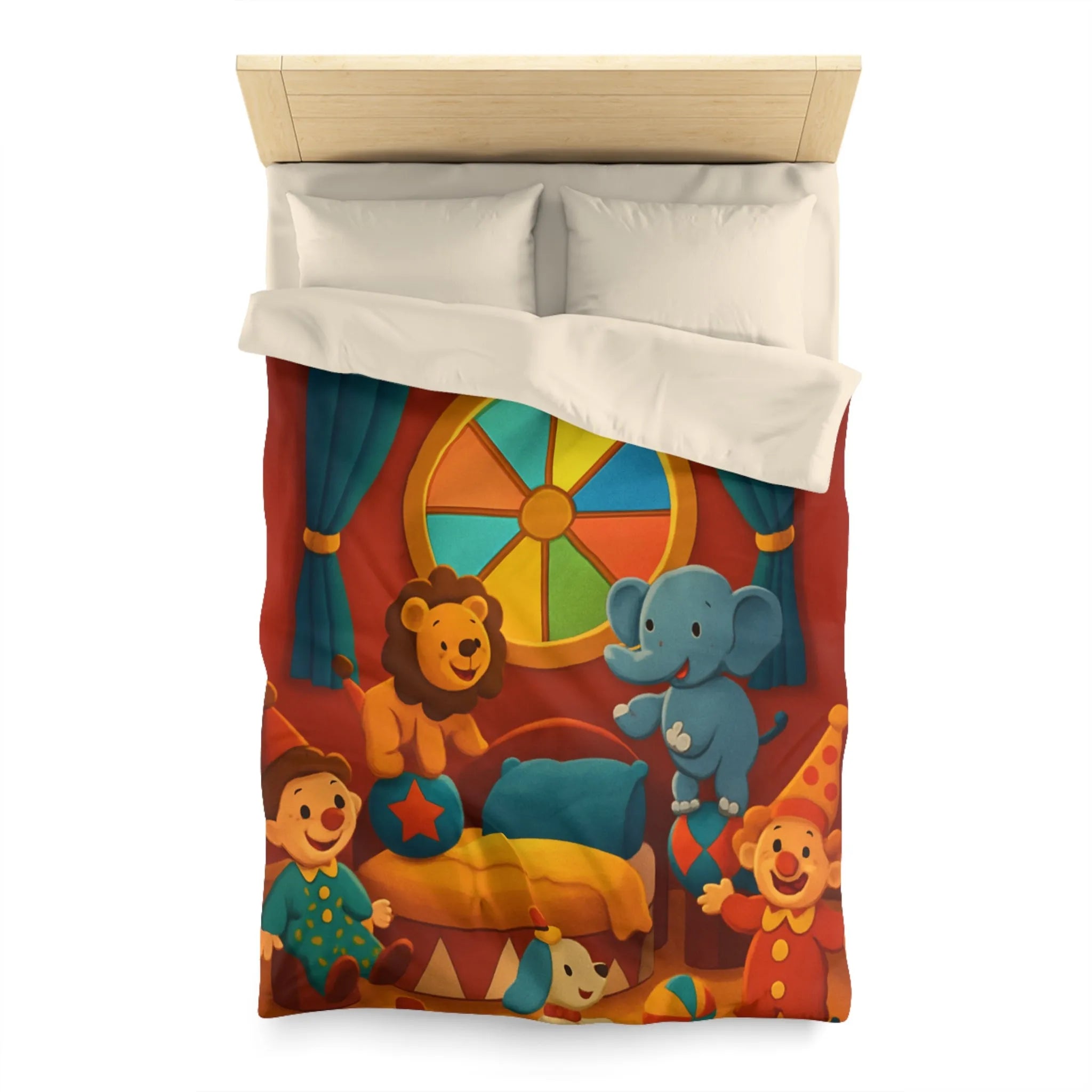 Housse de Couette Cirque Joyeux avec Animaux et Clowns pour Enfants