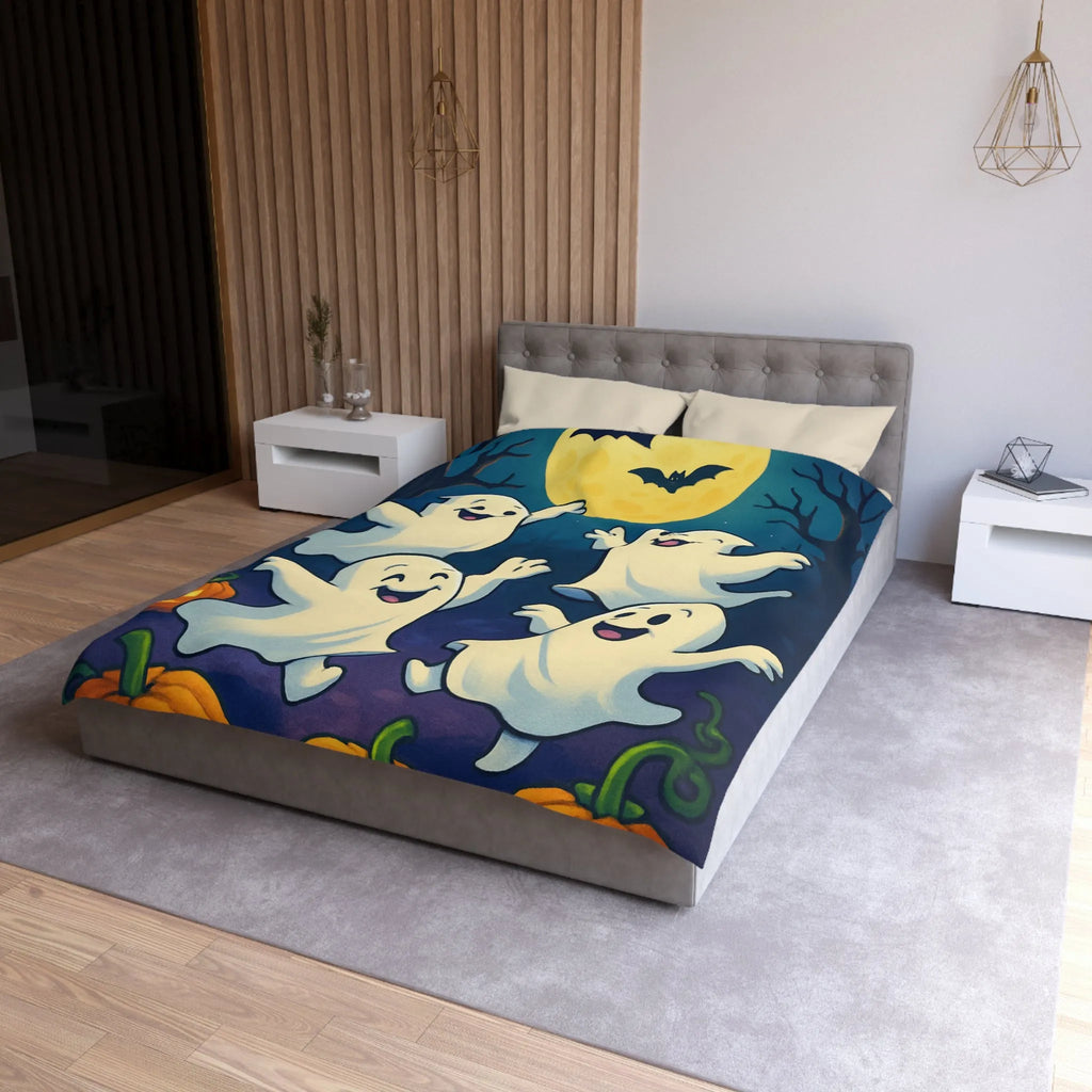 Housse de couette fantaisie avec esprits dansants sous lune et chauves-souris effrayantes