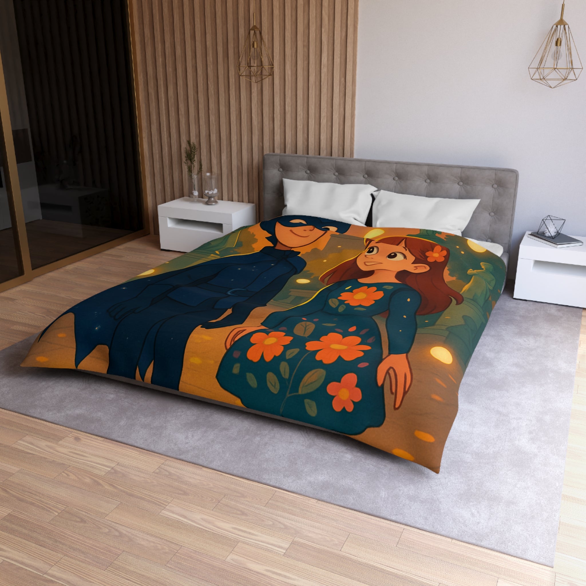 Housse de Couette Microfibre Motif Créatif Original Style Contemporain Chambre Élégante