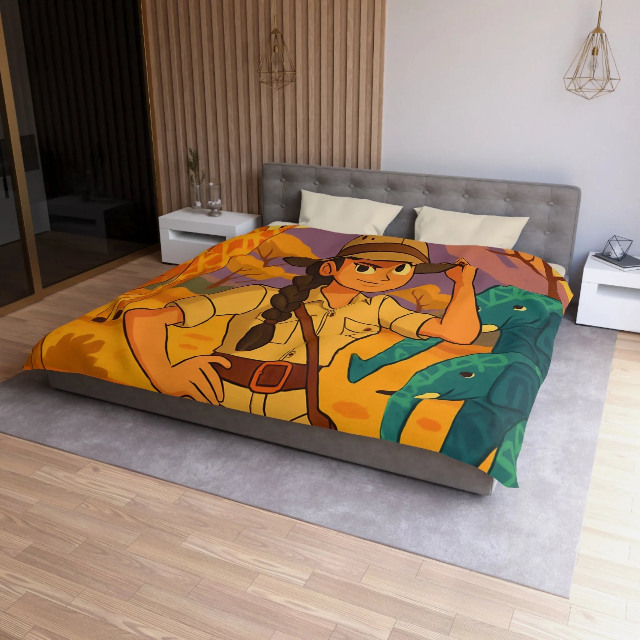 Housse de Couette Microfibre Art Graphique Contemporain Style Décoratif Chambre Tendance