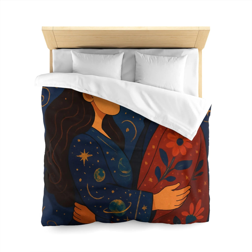 Housse de couette avec illustration romantique au clair de lune et motifs celestes