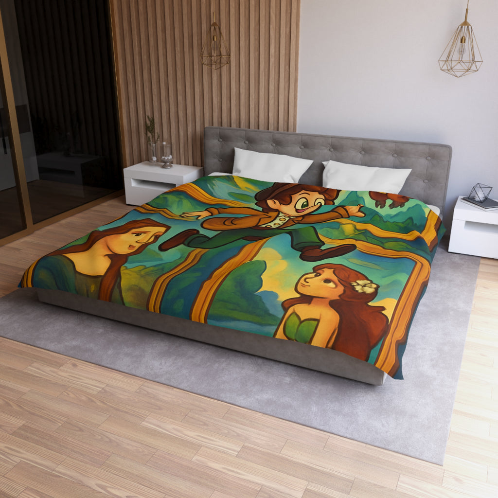 Housse de Couette Microfibre Design Artistique Moderne Décoration Chambre Confort Premium