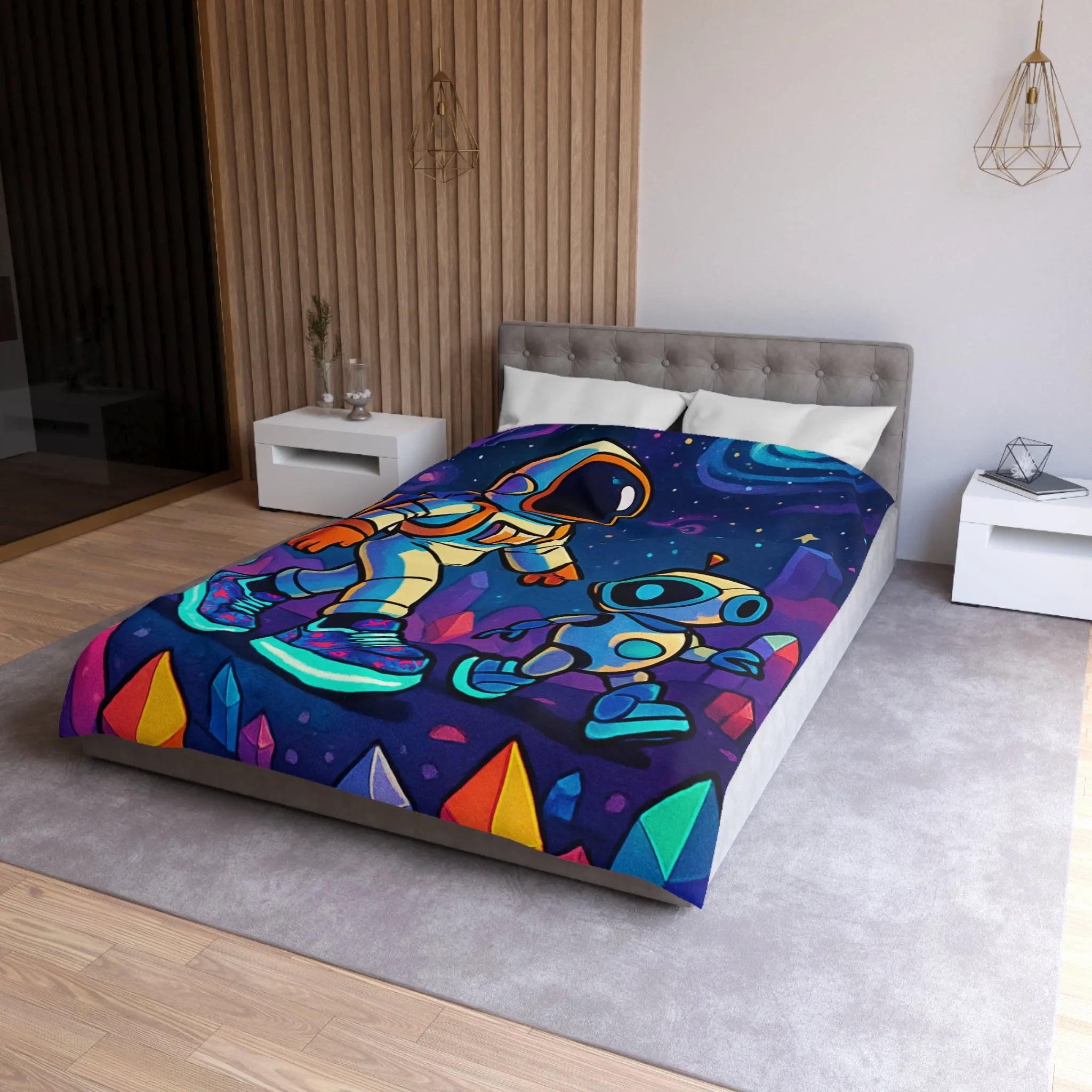 Housse de Couette Microfibre Art Graphique Contemporain Style Décoratif Chambre Tendance