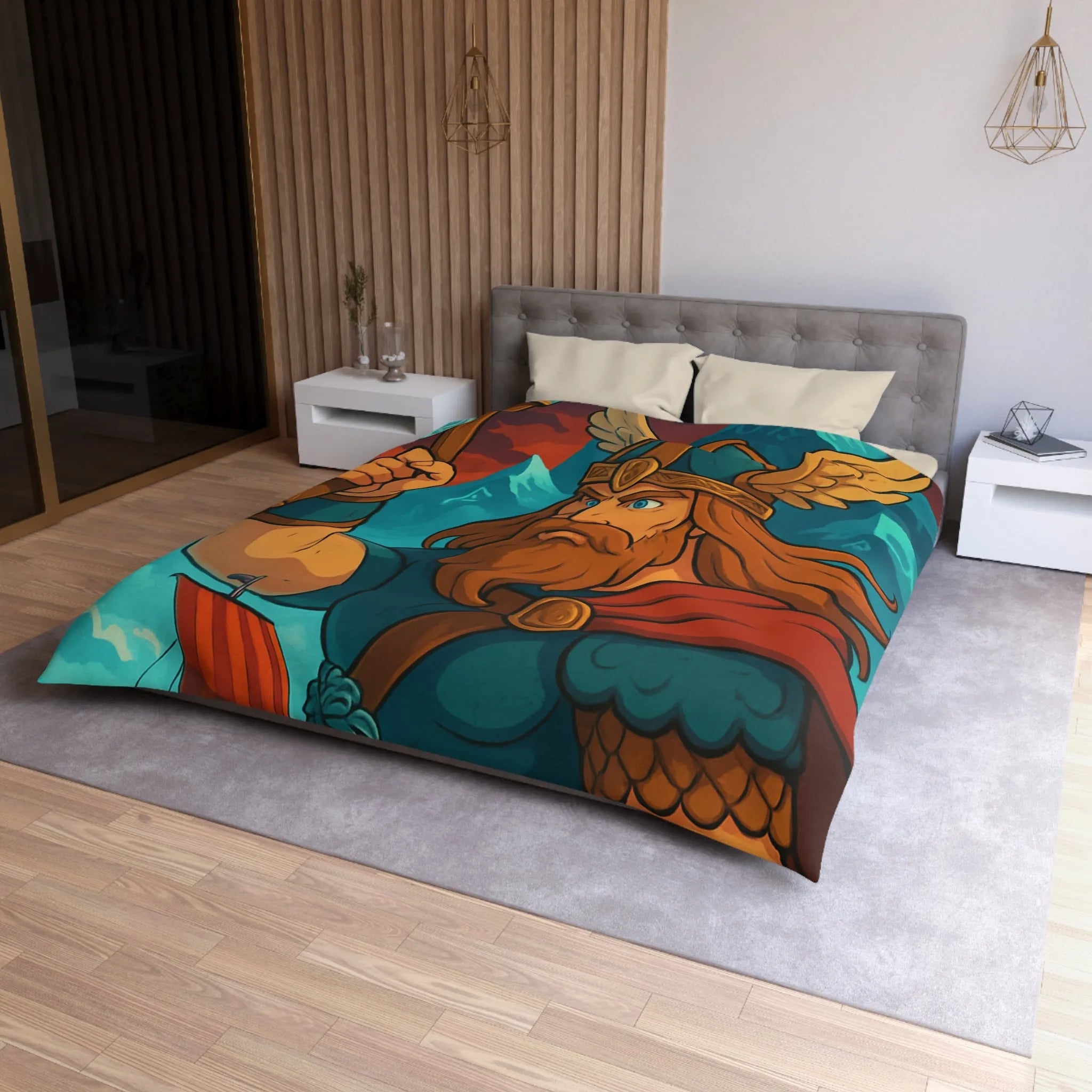 Housse de Couette Microfibre Art Graphique Contemporain Style Décoratif Chambre Tendance