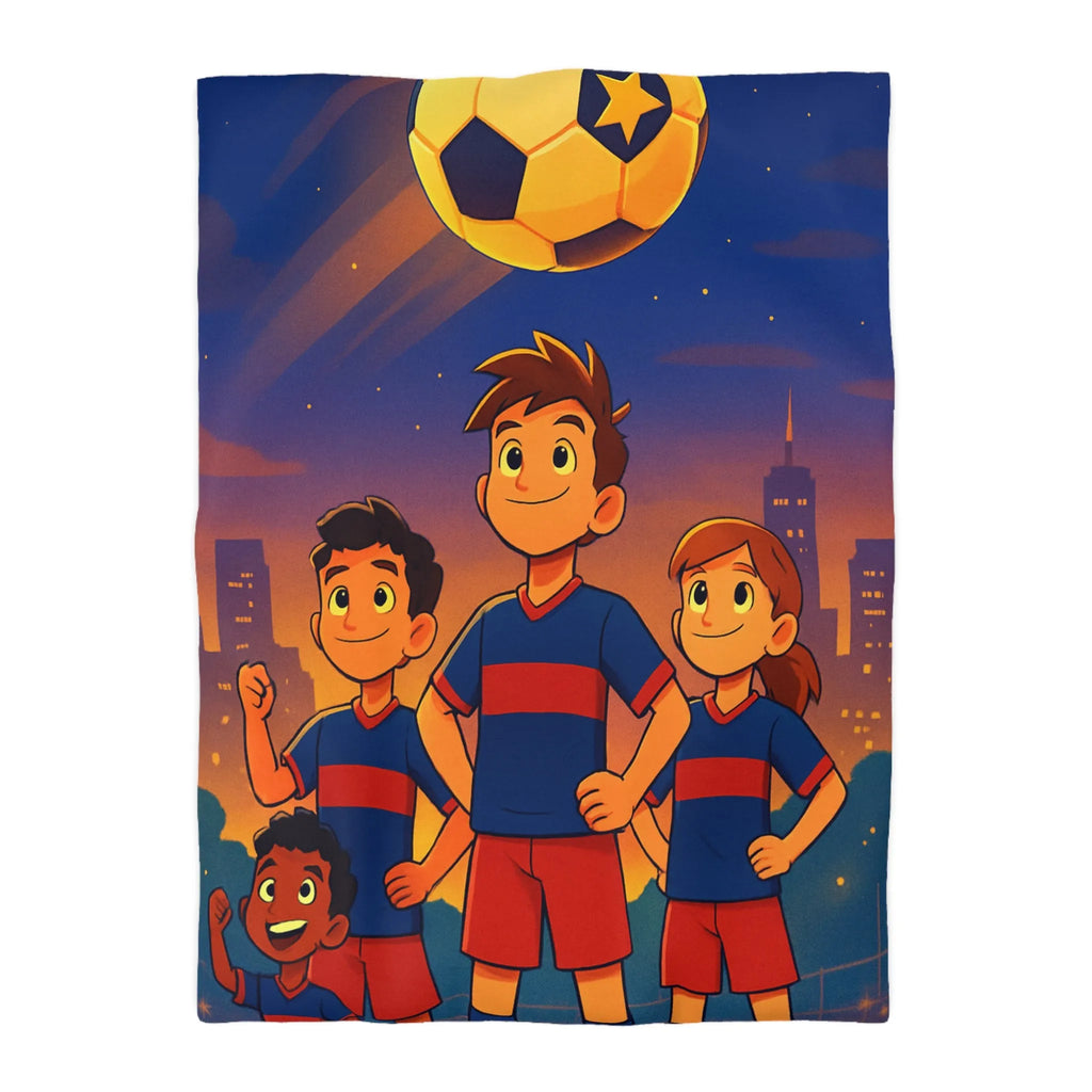 Housse de Couette Enfants avec Équipe de Football et Ballon Étoilé en Soirée