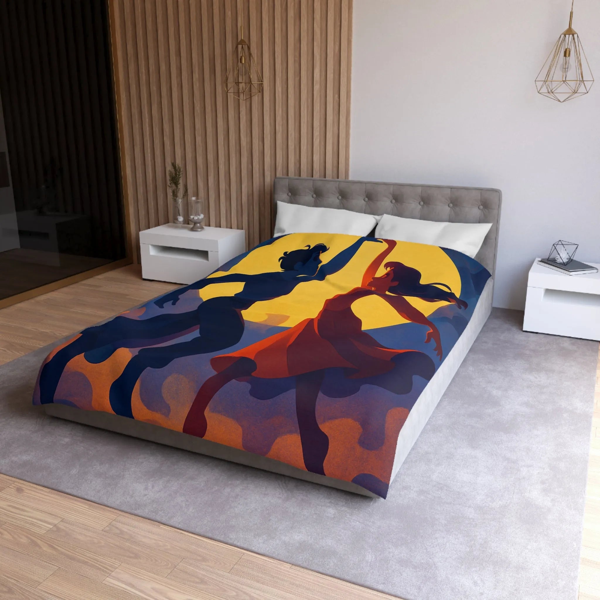 Envoûtante danse romantique sous une pleine lune lumineuse pour votre chambre élégante