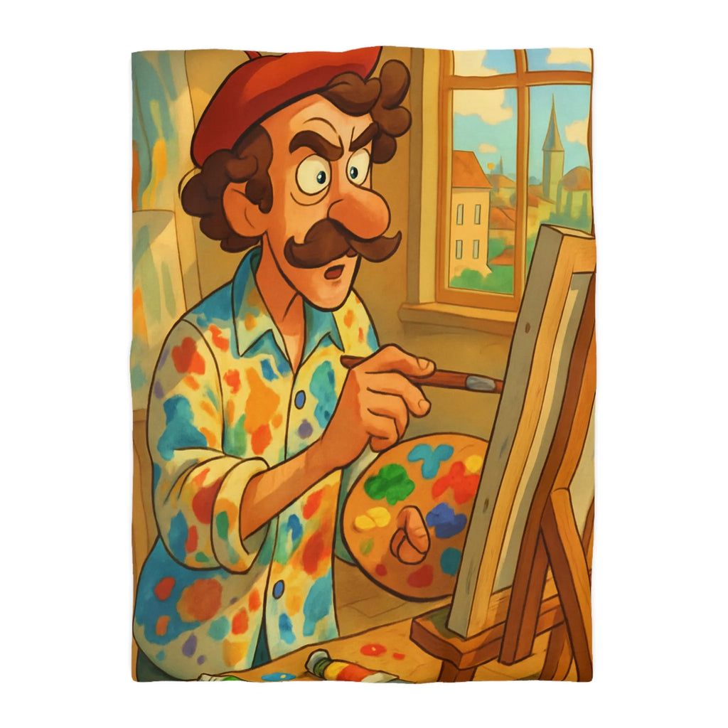 Housse De Couette Artiste Peintre Avec Palette Couleurs Pour Passionnés De Peinture Moderne