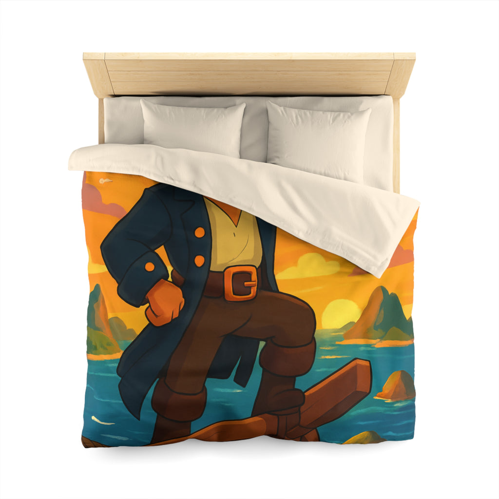 Housse de couette pirate flamboyant explorant les mers au coucher de soleil épique