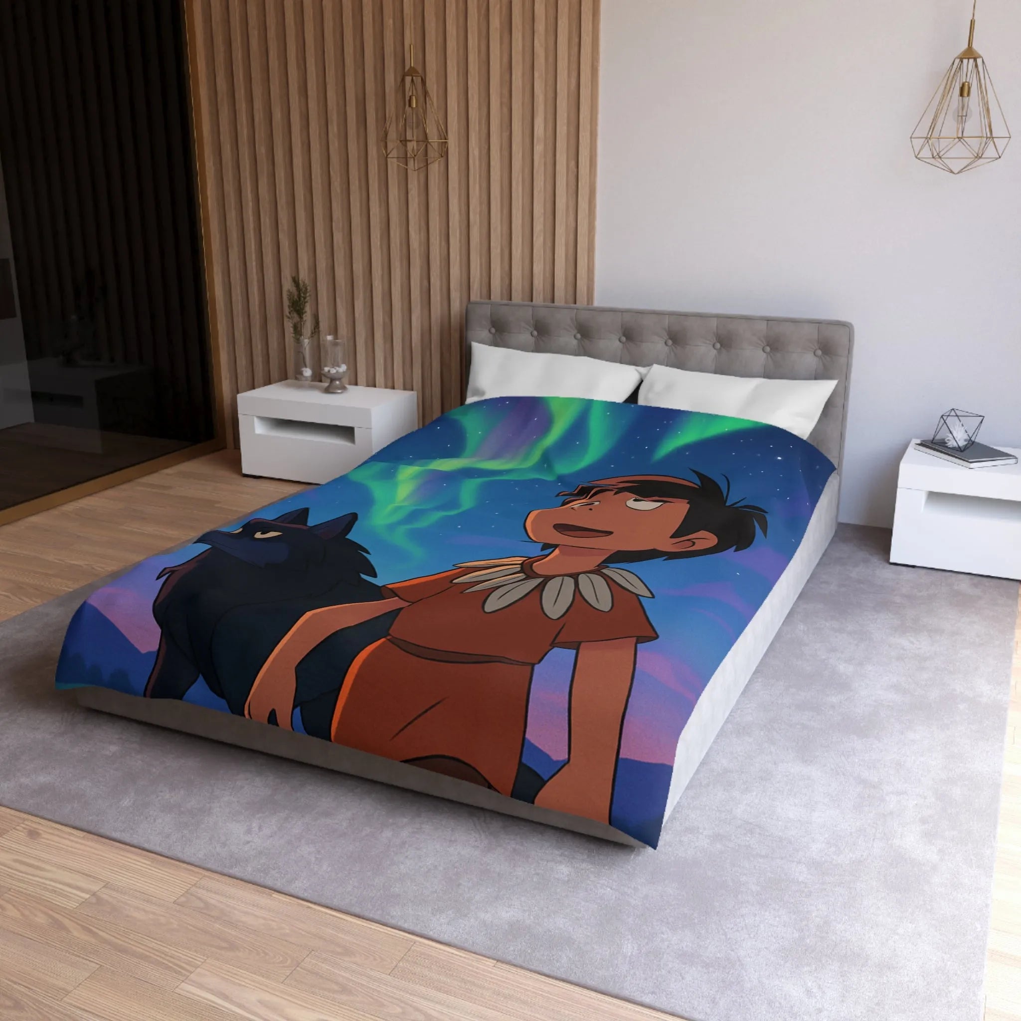 Housse de Couette Microfibre Art Graphique Contemporain Style Décoratif Chambre Tendance