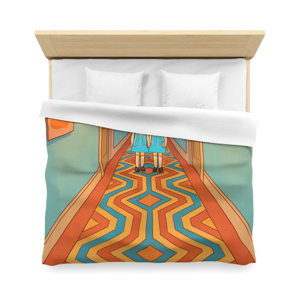 Housse de couette motif géométrique rétro et ambiance inspirée de films classiques d'horreur