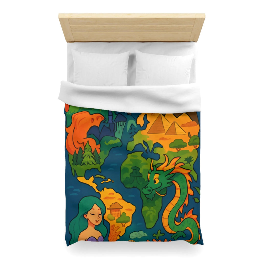 Housse de couette colorée et magique avec motifs de mythes de différentes cultures