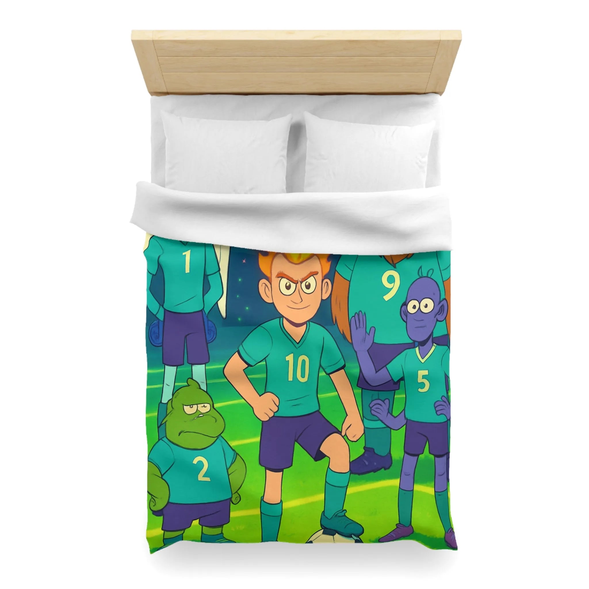 Housse de Couette Football Enfants Dessins Animés Fantastiques avec Joueurs et Effets Colorés