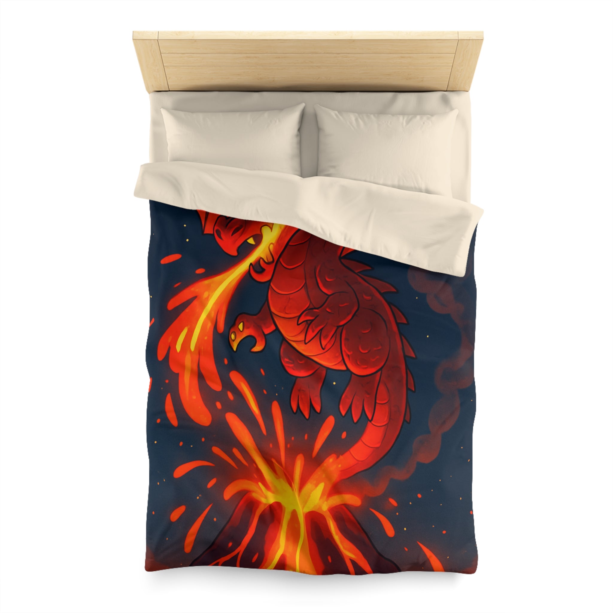 Intense Housse Dragon Rouge Feu Volcanique Ambiance Nocturne Idéale pour Chambre Fantasy