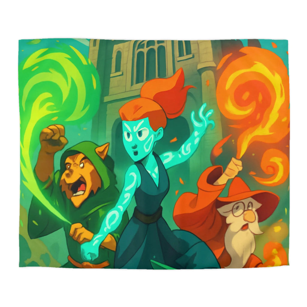 Housse de couette magique pour enfant avec personnages et château, ambiance féérique animée